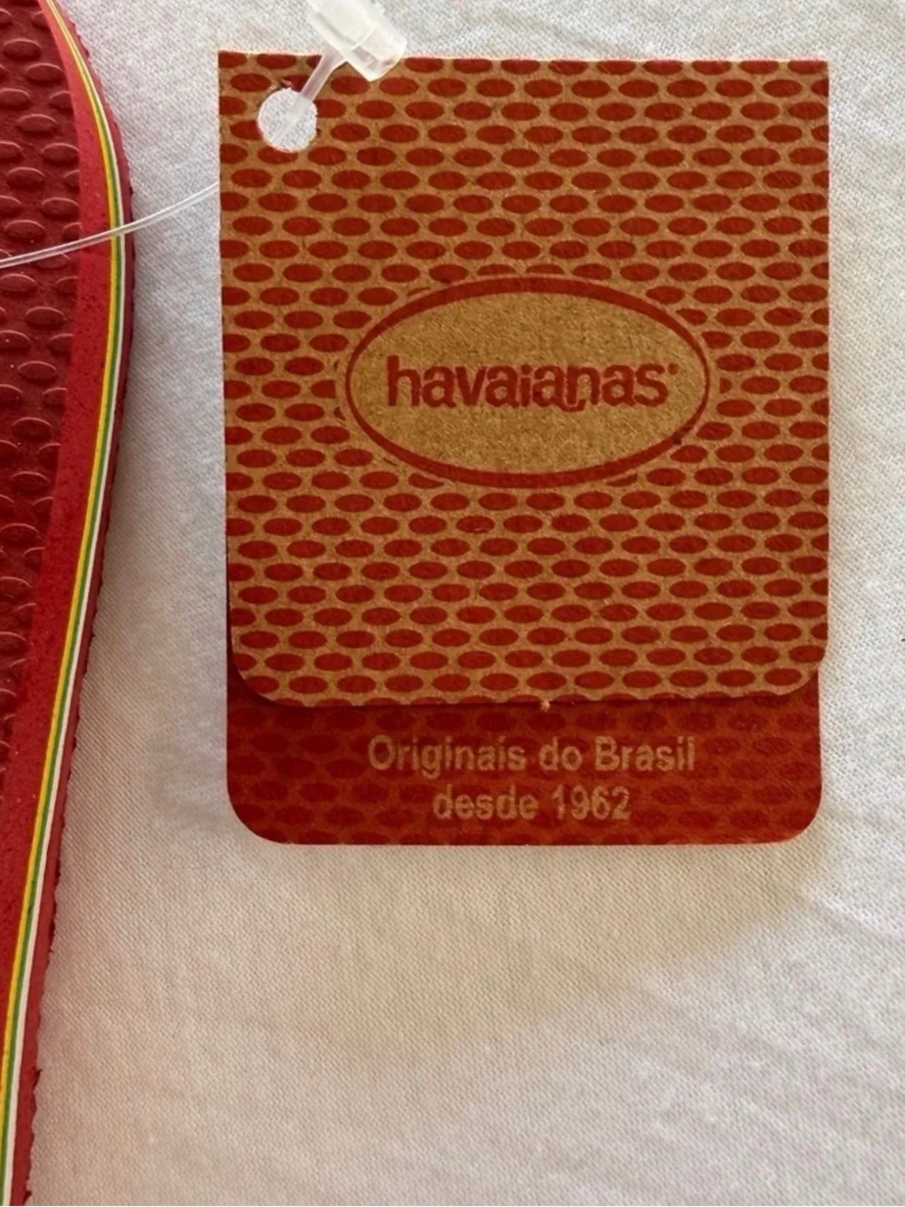 Havaianas Kids Red Flip Flops with Navy Straps‎ and Brazil Flag 10 C Kids